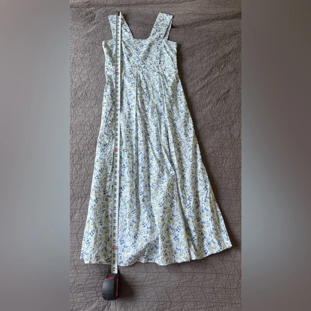 Mona Thalheimer Blue ditzy floral empire waist 100% cotton maxi dress size small - Picture 15 of 16